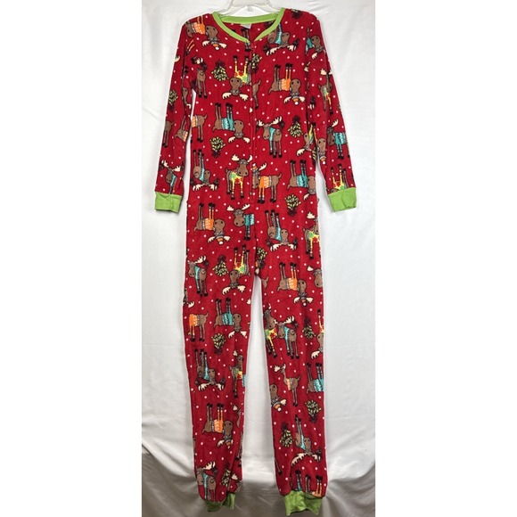 Secret Treasures Other - Secret Treasures Women's One Piece Zip Up Pjs Fuzzy Christmas Moose Small